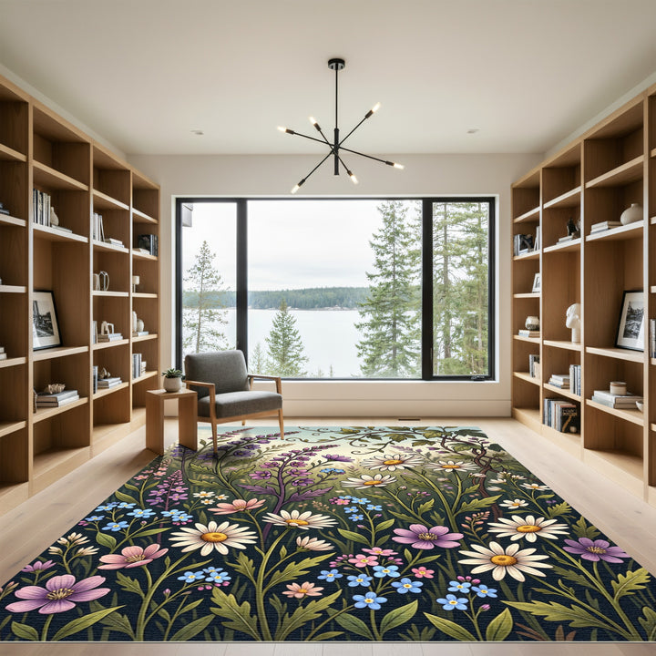 Whimsical Wildflower Meadow Garden Rug