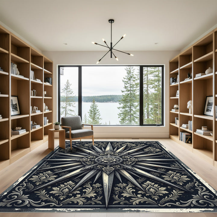 Ornate Sunburst Floral Medallion Rug