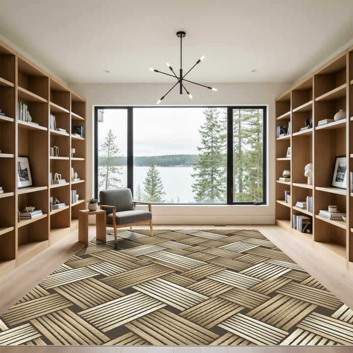 Woven Beige Neutral Basket Weave Rug