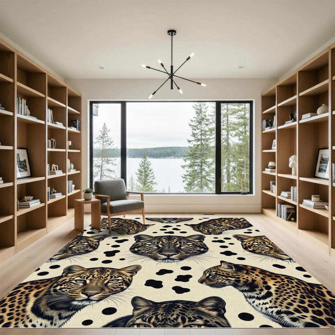 Leopard Spots Animalistic Portrait Rug