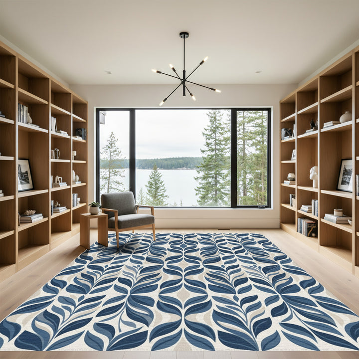Classic Blue Leaf Archway Rug