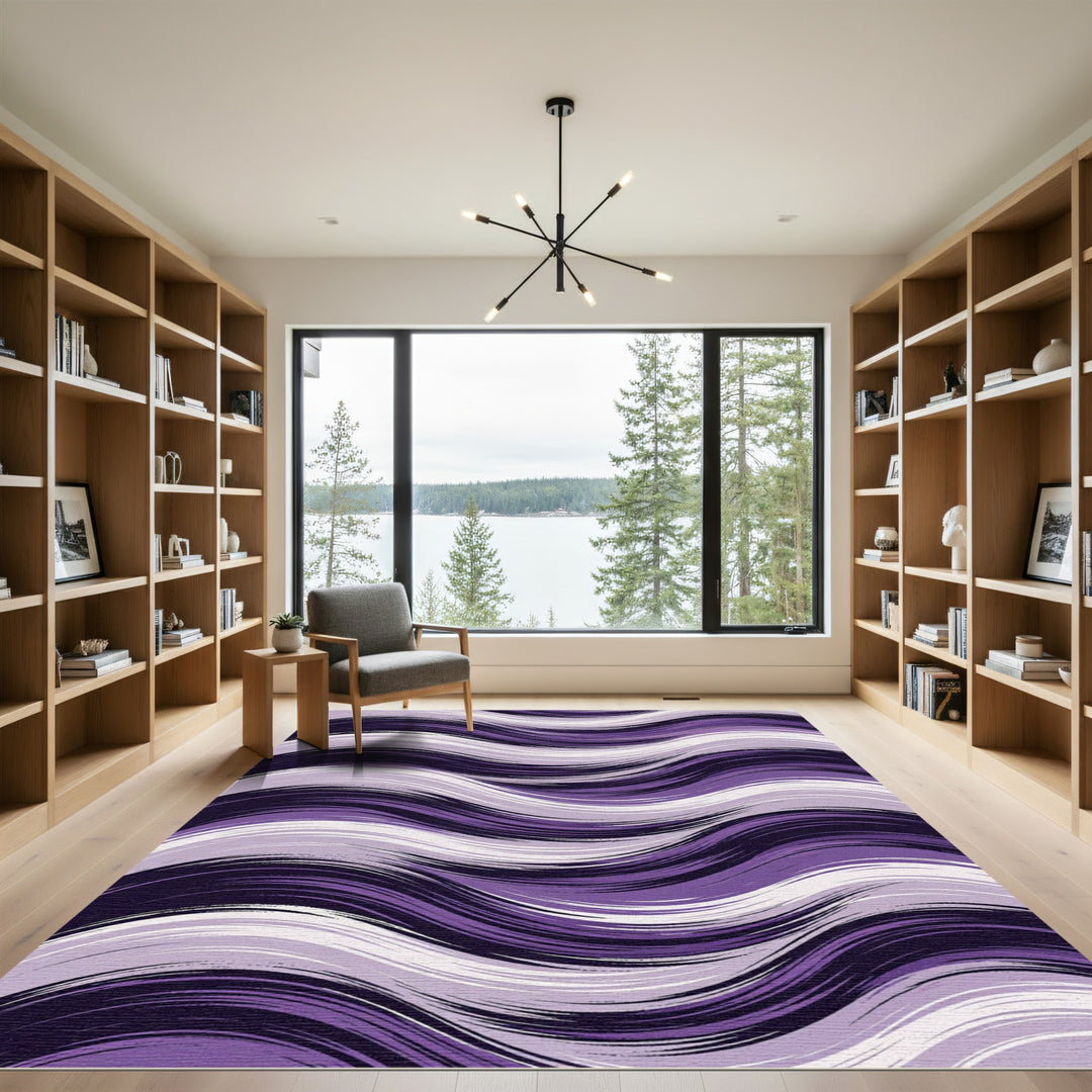 Purple Lavender Swirl Abstract Rug