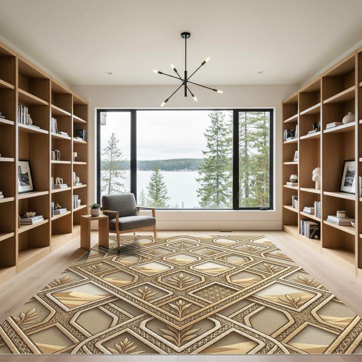 Ornate Golden Desert Arch Rug