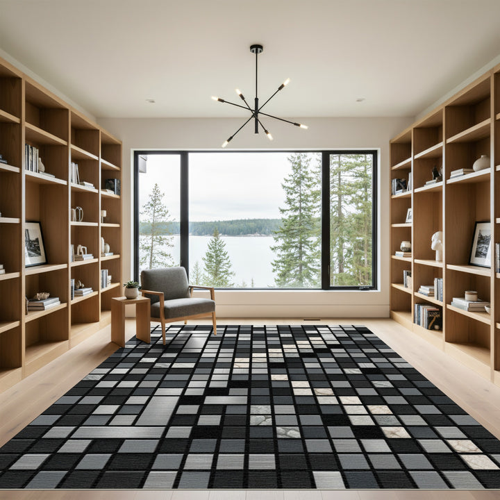 Monochromatic Textured Tile Rug