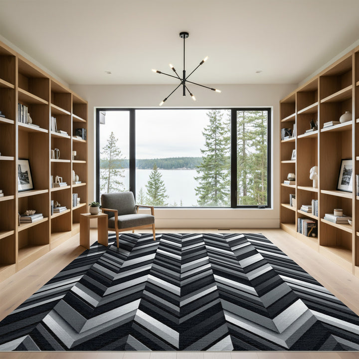 Monochromatic Chevron Herringbone Rug