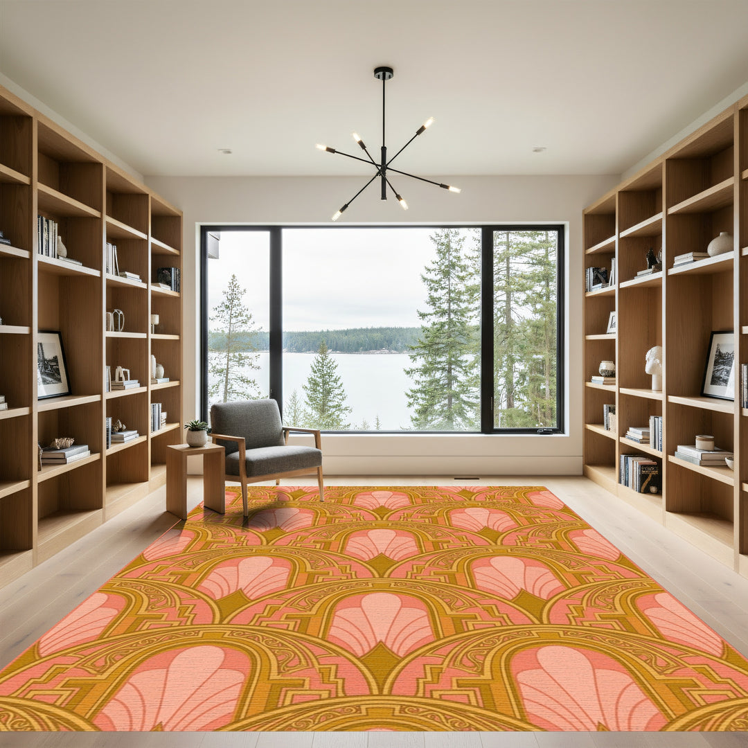 Art Deco Geometric Fan Shell Rug