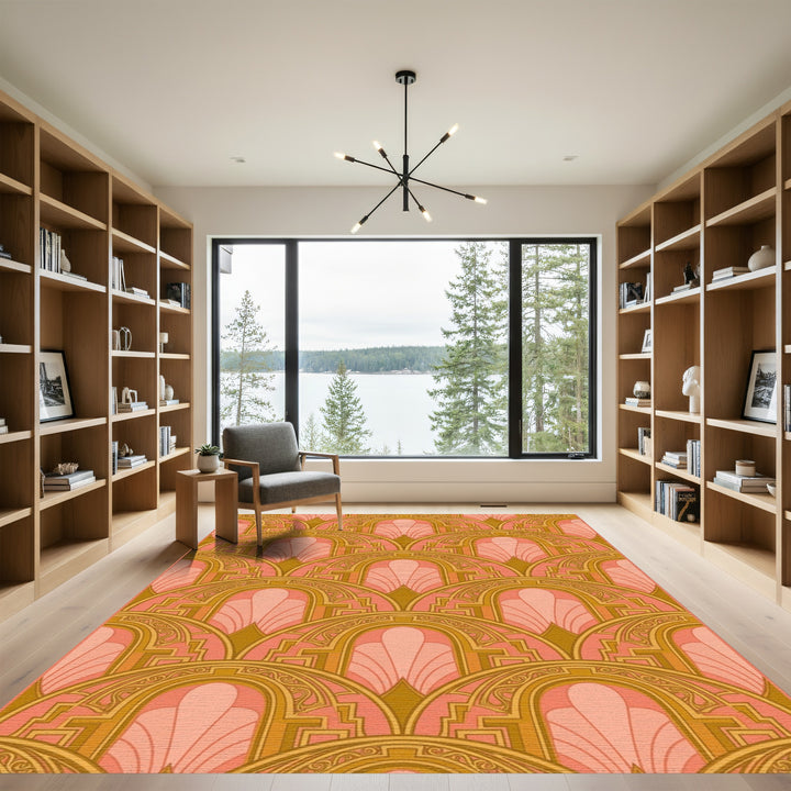 Art Deco Geometric Fan Shell Rug