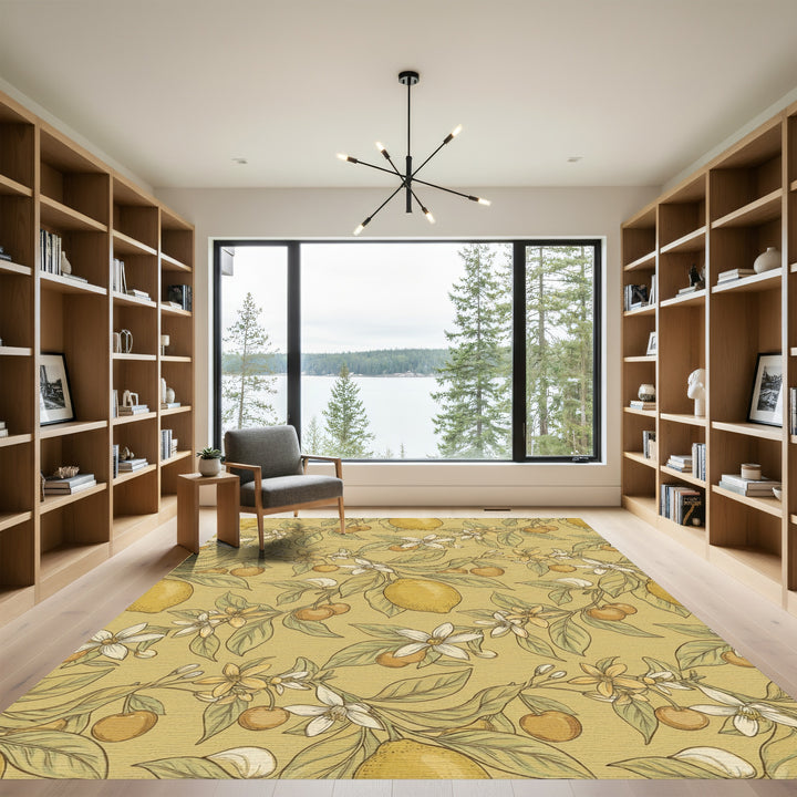 Golden Lemon Cherry Blossom Branch Rug