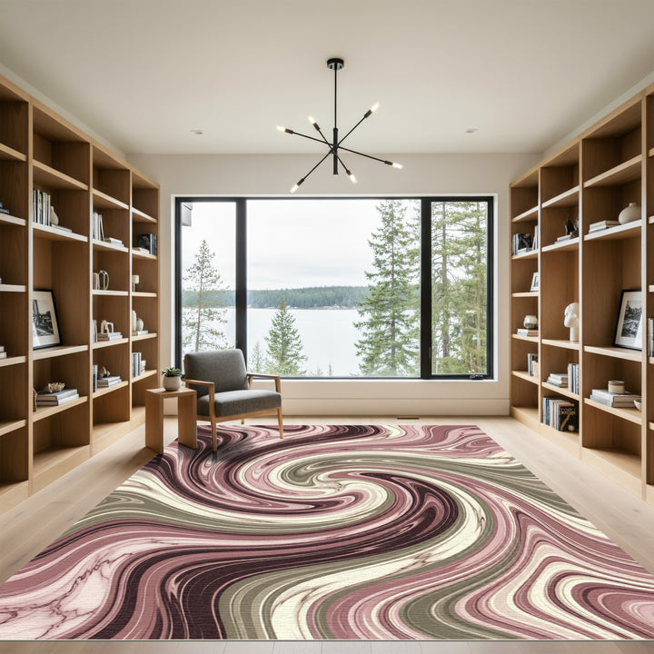 Dusty Rose Swirl Marble Texture Rug