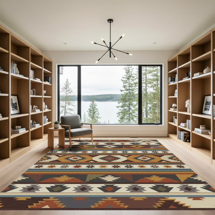 Earthy Terracotta Southwest Diamond Stripe Rug