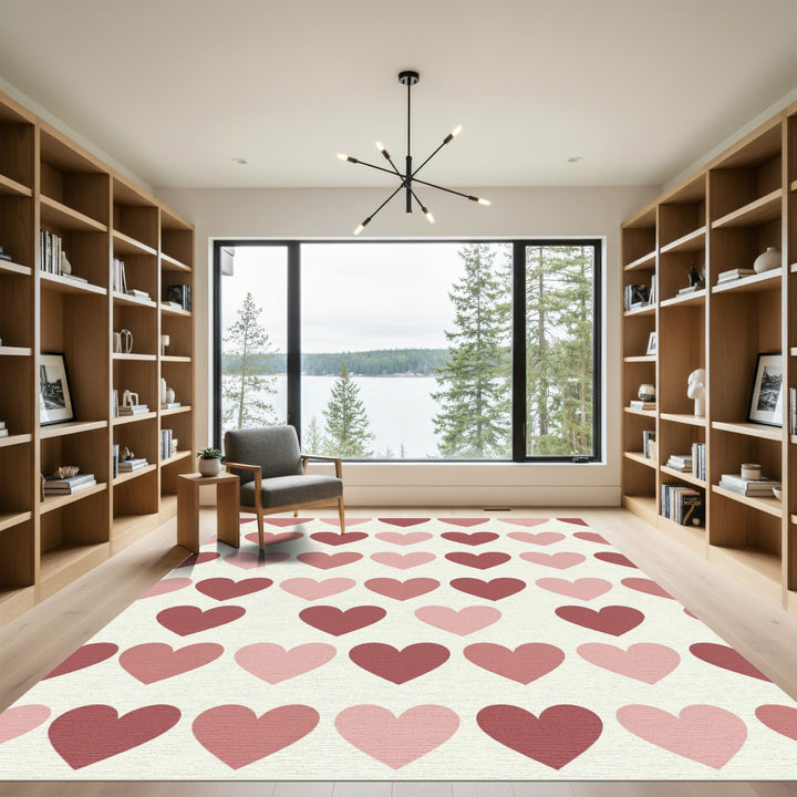 Pink and Red Heart Pattern Rug