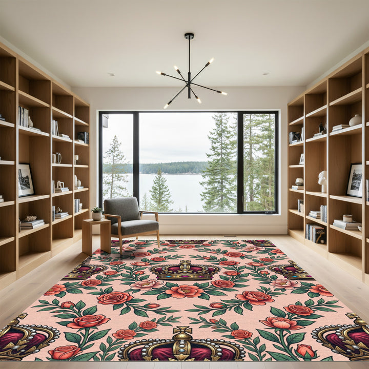 Royal Crown Rose Garland Pattern Rug