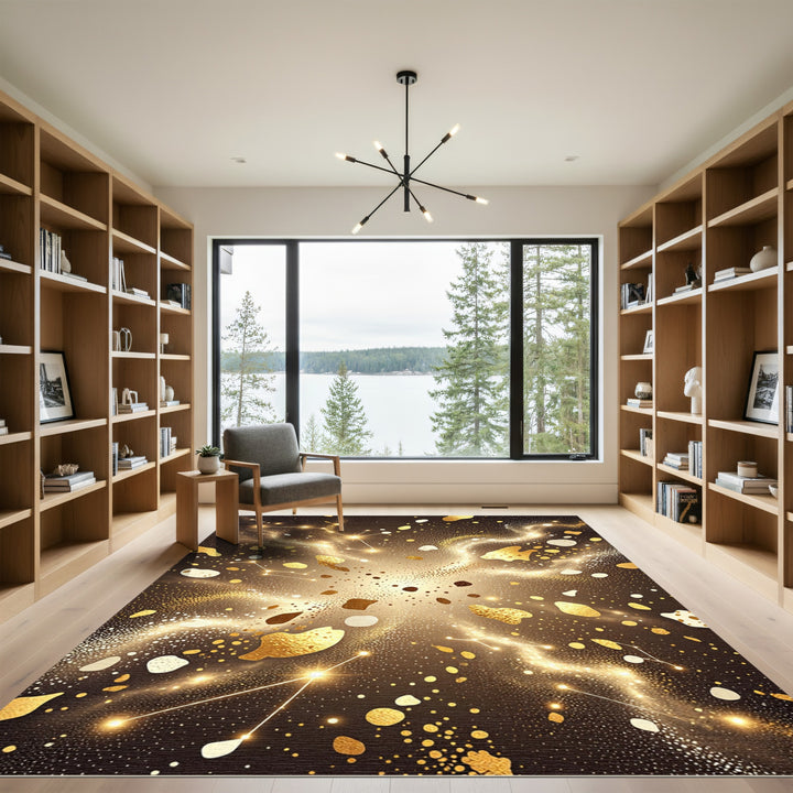Golden Constellation Nebula Shimmer Rug