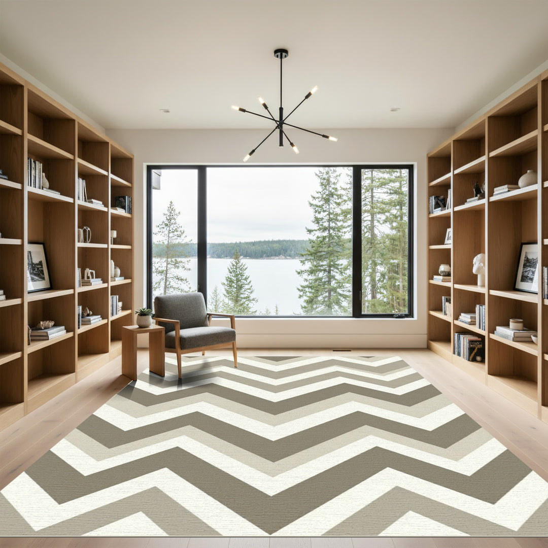 Neutral Chevron Zigzag Rug