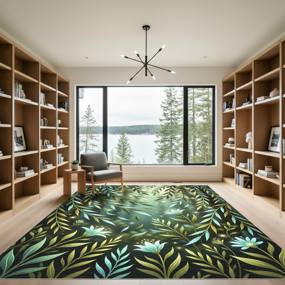 Enchanted Forest Blue Floral Rug
