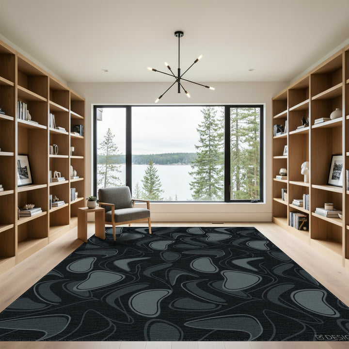 Mid-Century Modern Charcoal Boomerangs Rug