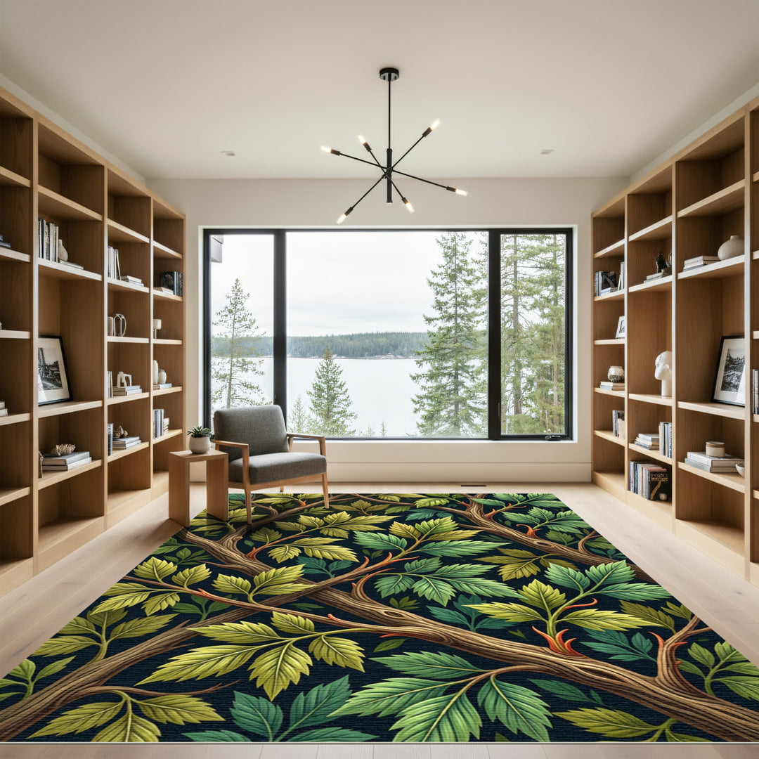 Vintage Greenery Branch Foliage Rug