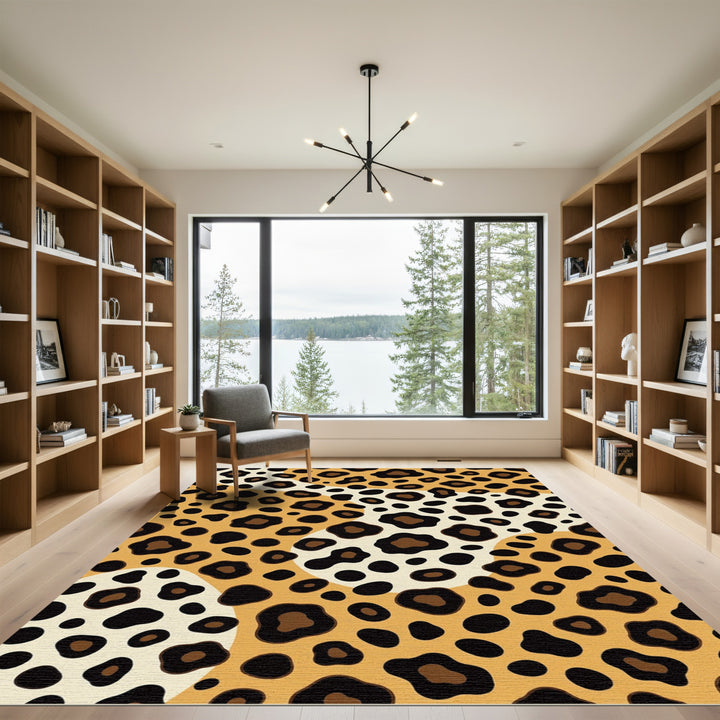 Bold Leopard Spots Cream Wash Rug