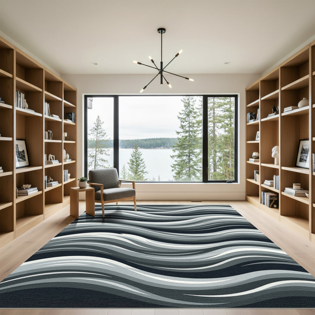 Monochromatic Waves Abstract Composition Rug