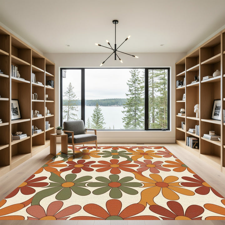 Groovy Retro Floral Field Rug