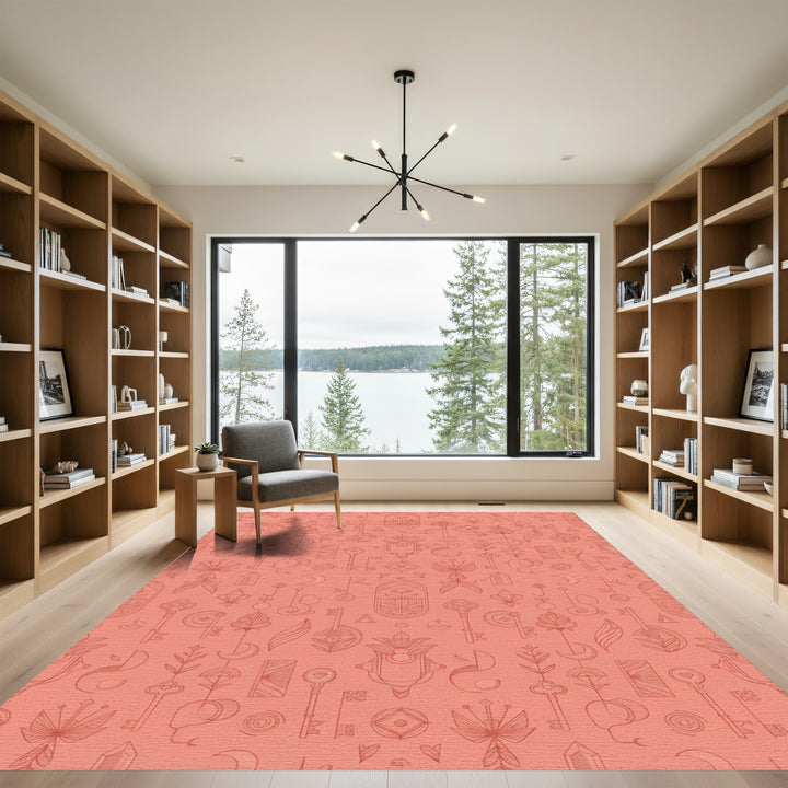 Coral Keys Botanical Celestial Arrangement Rug