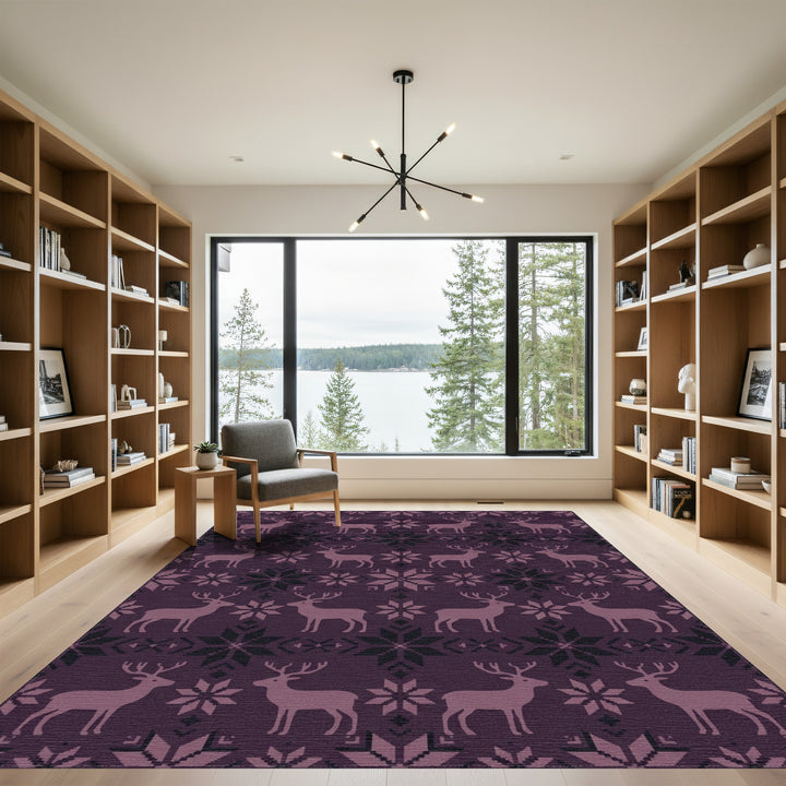 Plum Reindeer Snowflake Fair Isle Rug
