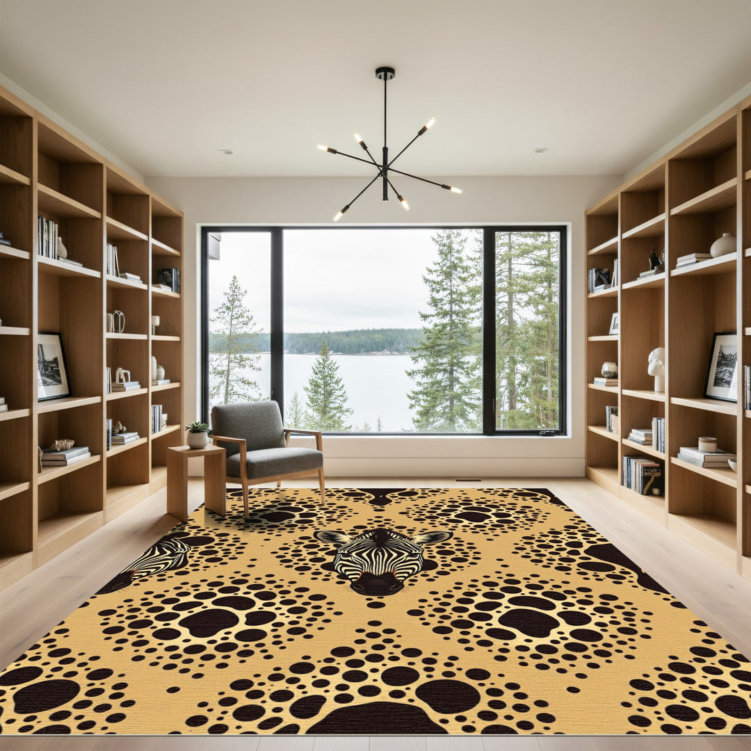 Golden Zebra Dot Mandala Rug