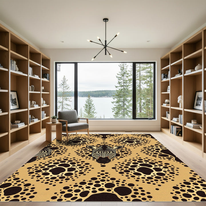Golden Zebra Dot Mandala Rug