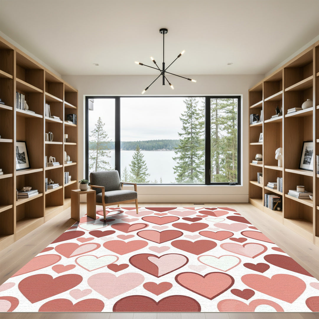 Pink and Red Hearts Love Rug