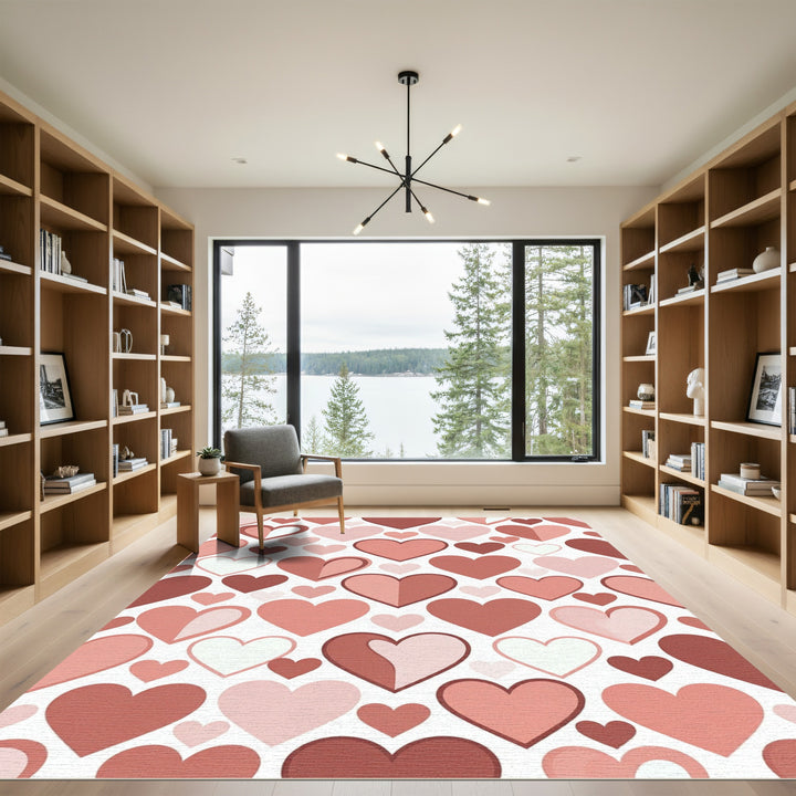 Pink and Red Hearts Love Rug