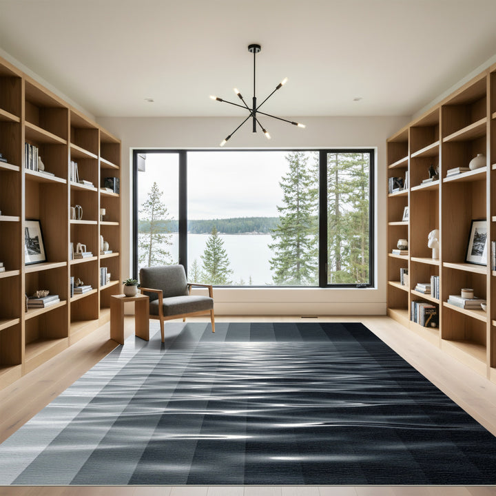 Monochromatic Abstract Water Reflections Rug