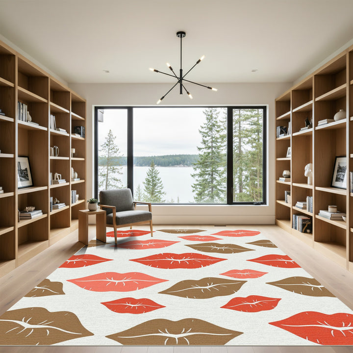 Red Coral Brown Lips Collection Rug