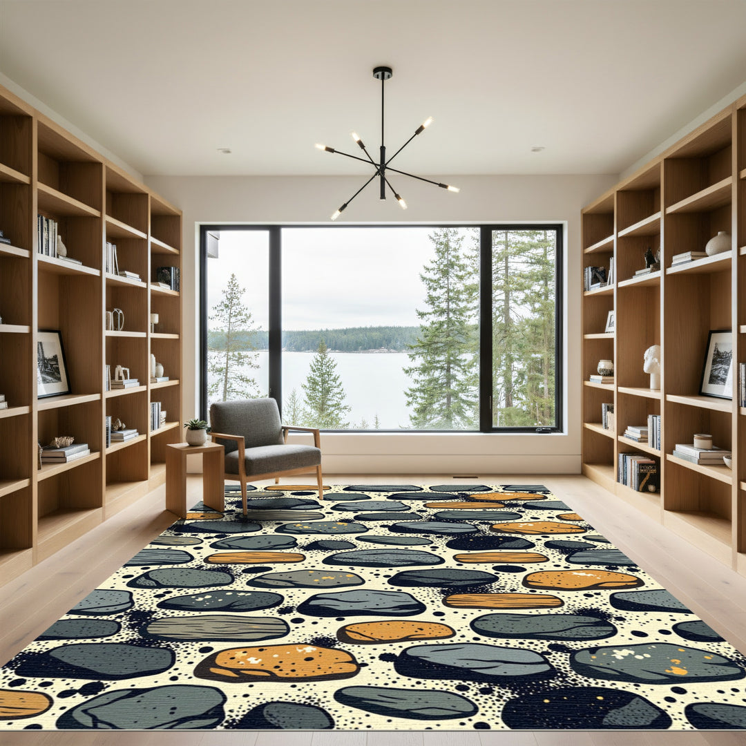 Tonal Pebbles Texture Scattered Composition Rug