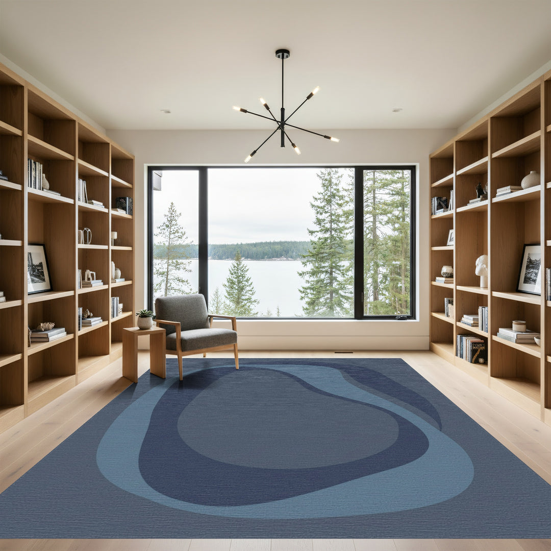 Moody Blue Organic Swirl Rug