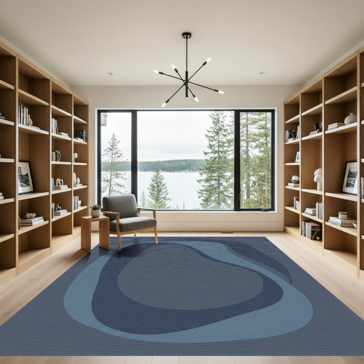 Moody Blue Organic Swirl Rug