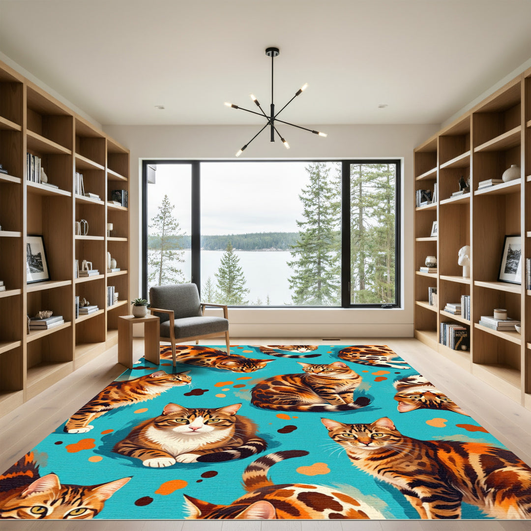 Playful Bengal Cat Collection Rug
