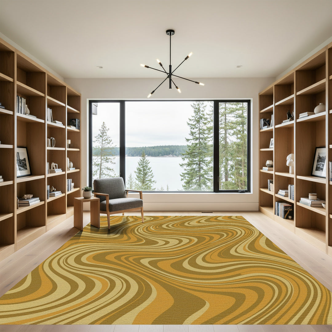 Warm Earthy Wavy Swirl Rug