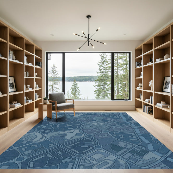 Urban Blueprint Cityscape Blues Rug