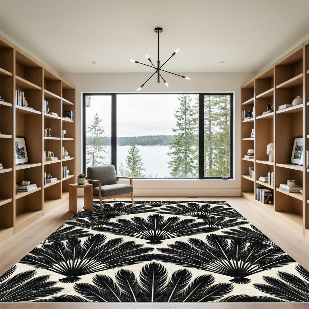 Black Feather Fan Oriental Rug