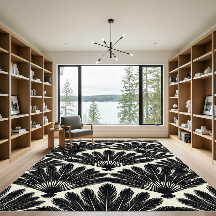 Black Feather Fan Oriental Rug