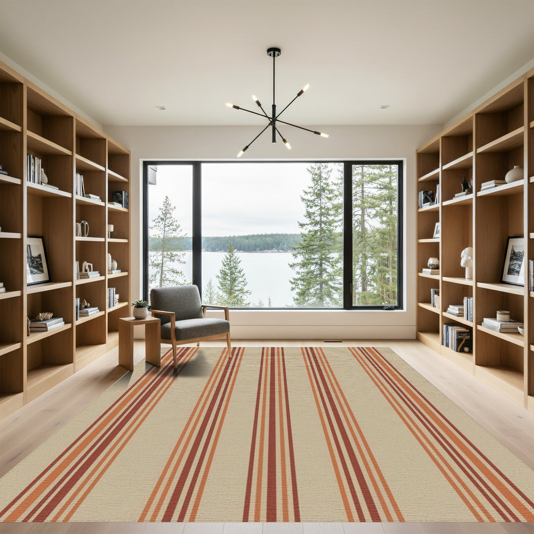 Earthy Terracotta Stripe Rug