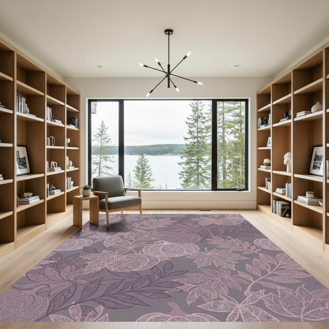 Lavender Pumpkin Leaf Lace Medallion Rug