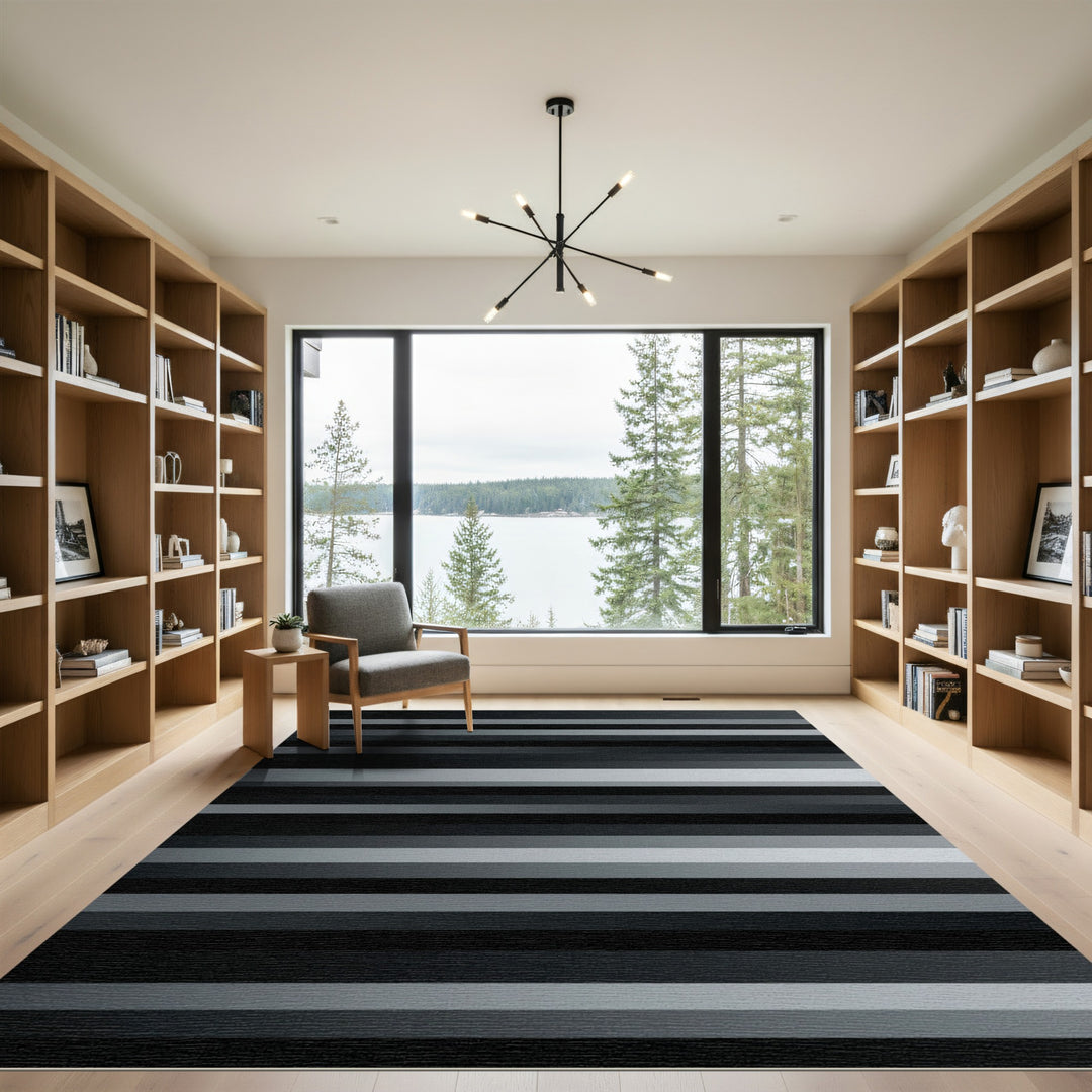 Monochromatic Gradient Stripe Accents Rug