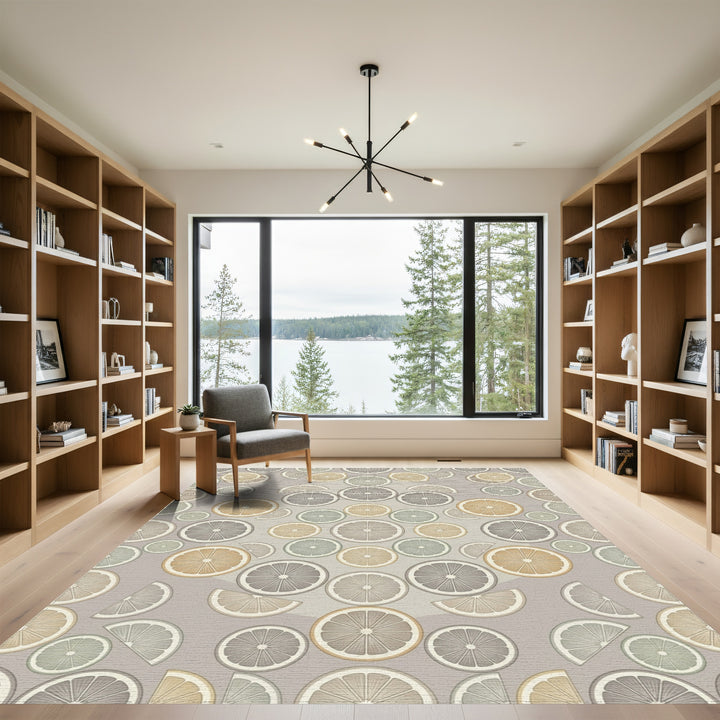 Citrus Slices Textured Neutral Color Rug