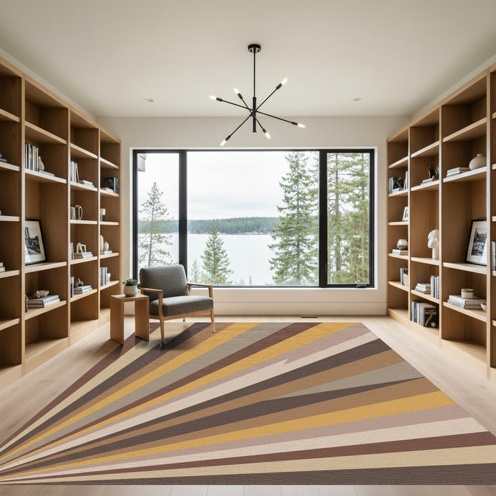 Earthy Burst Abstract Sunbeam Rug
