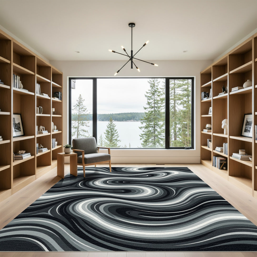 Monochromatic Swirling Abstract Rug