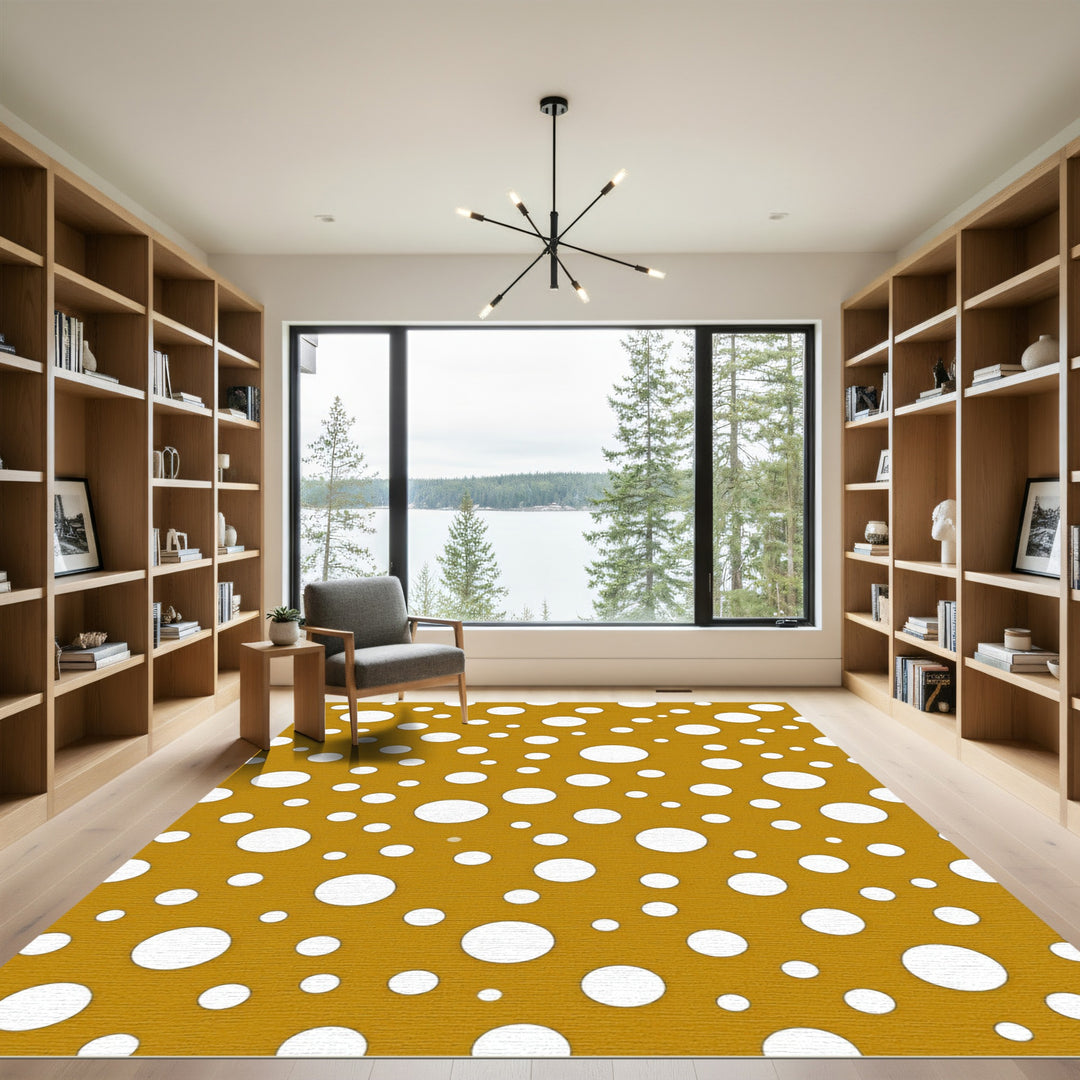 Golden Yellow Scattered Circles Rug