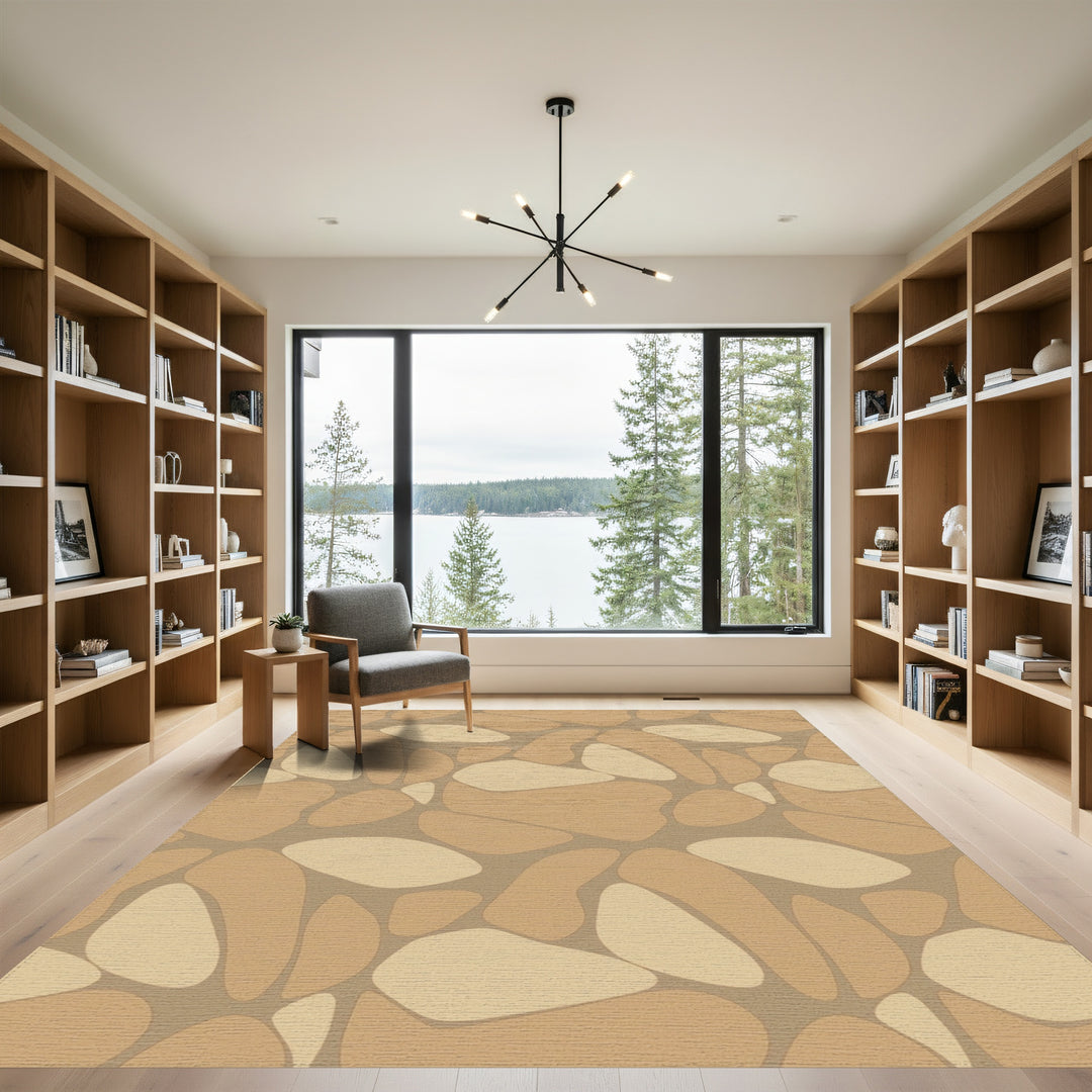 Earthy Tan Organic Pebble Rug