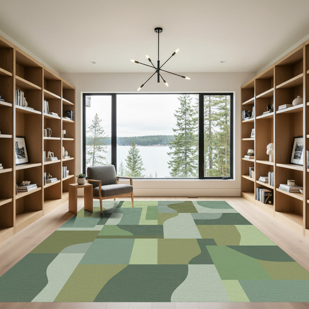 Muted Sage Organic Geometric Arrangement Rug