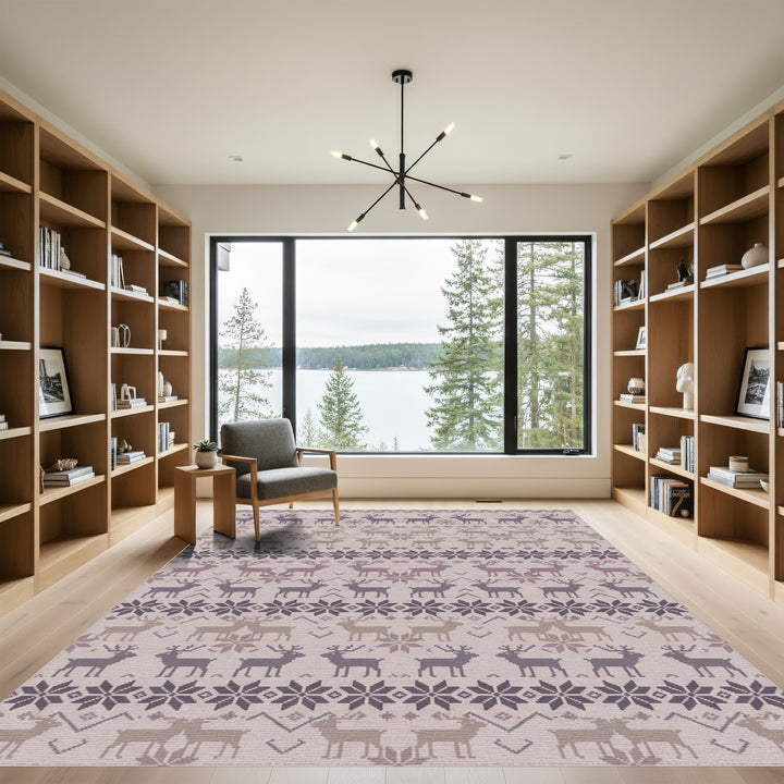 Winter Deer Snowflake Knit Texture Rug